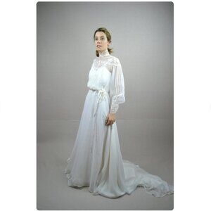 Vintage 70s Wedding Dress with Poet Sleeves